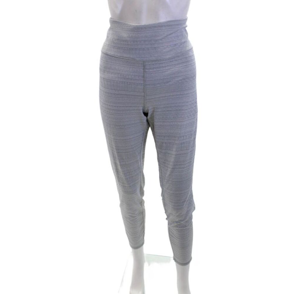 Athleta Womens Spandex Textured Lined Athletic Leggings Gray Size 1X